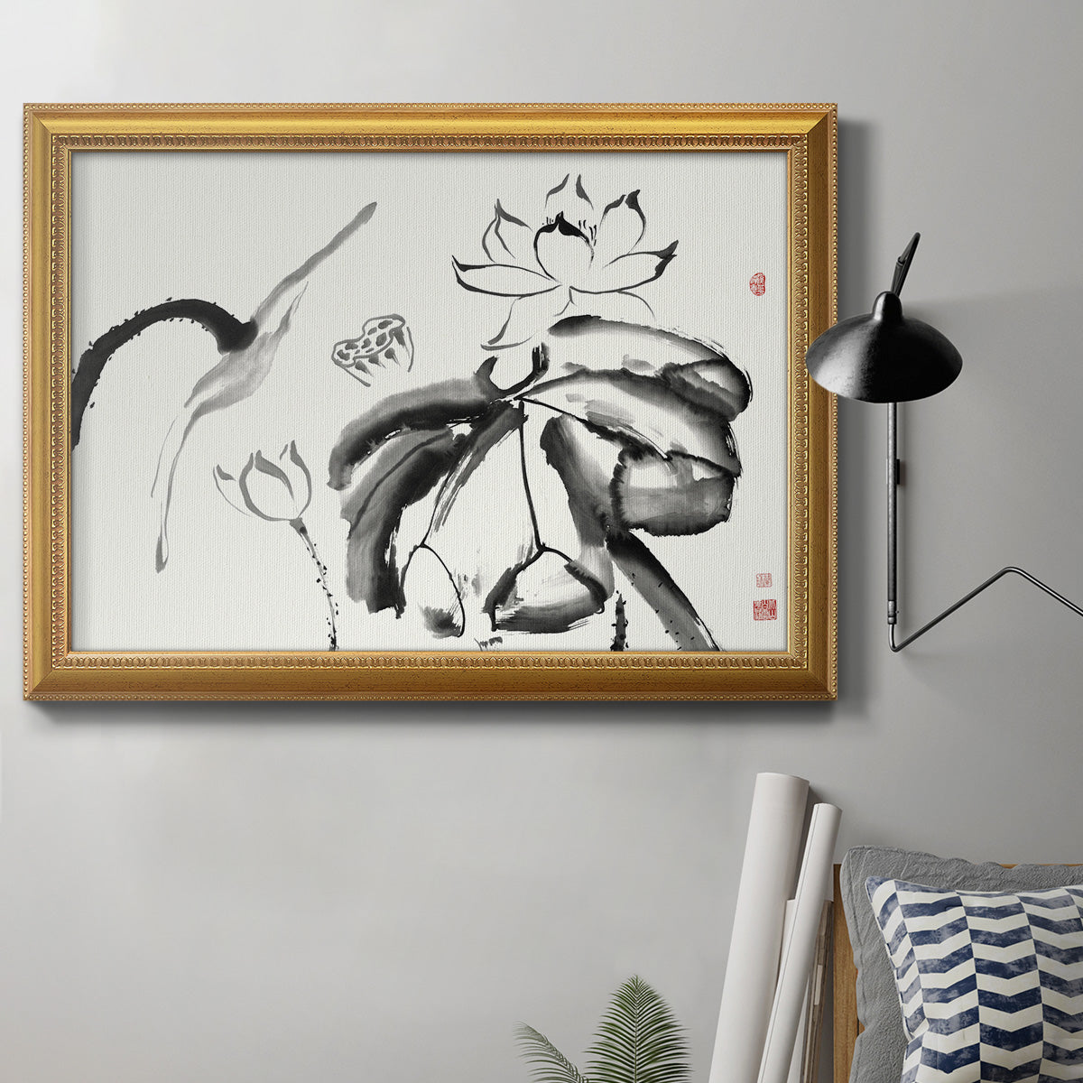 Lotus Study III Premium Framed Canvas- Ready to Hang