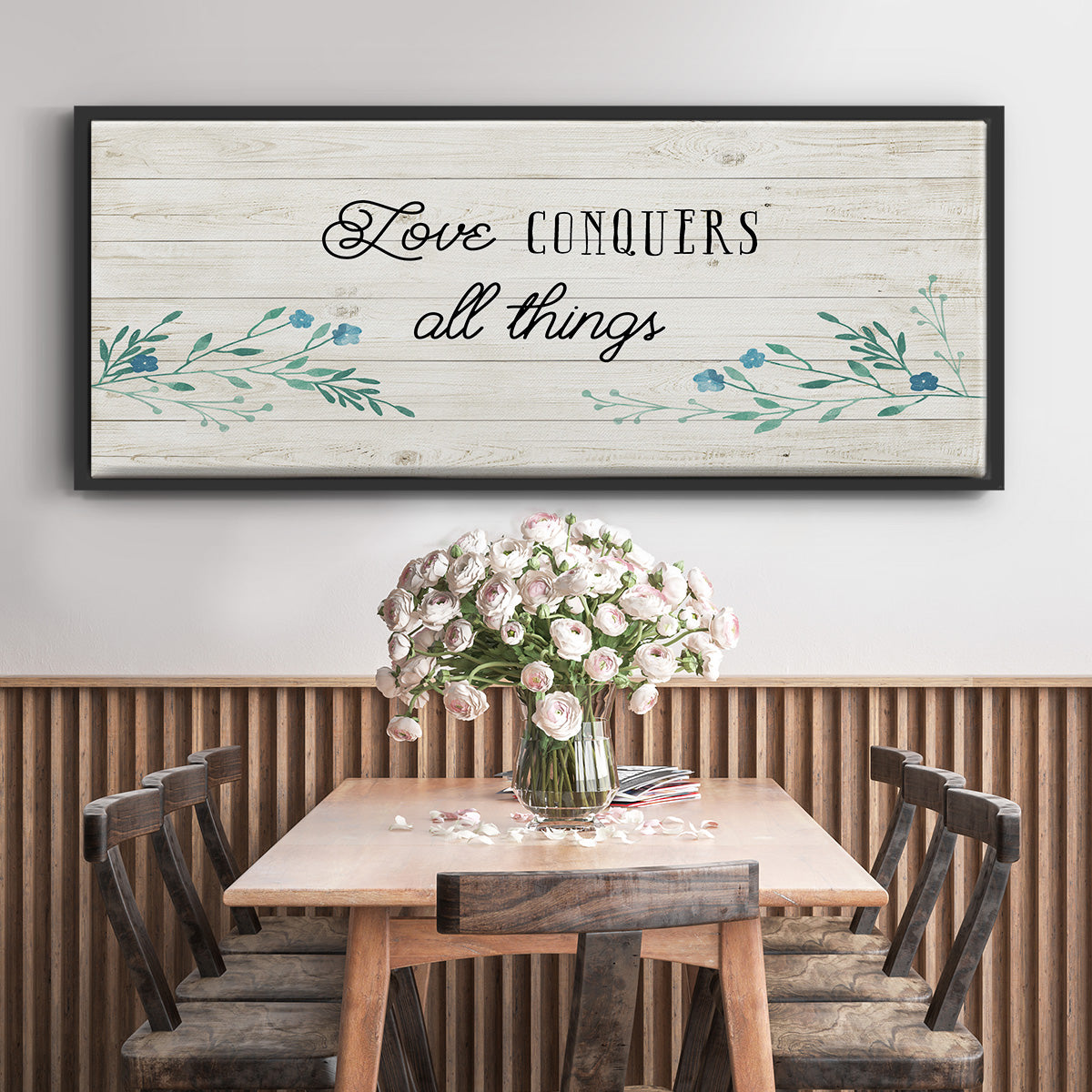 Floral Love - Floater Framed Canvas Print