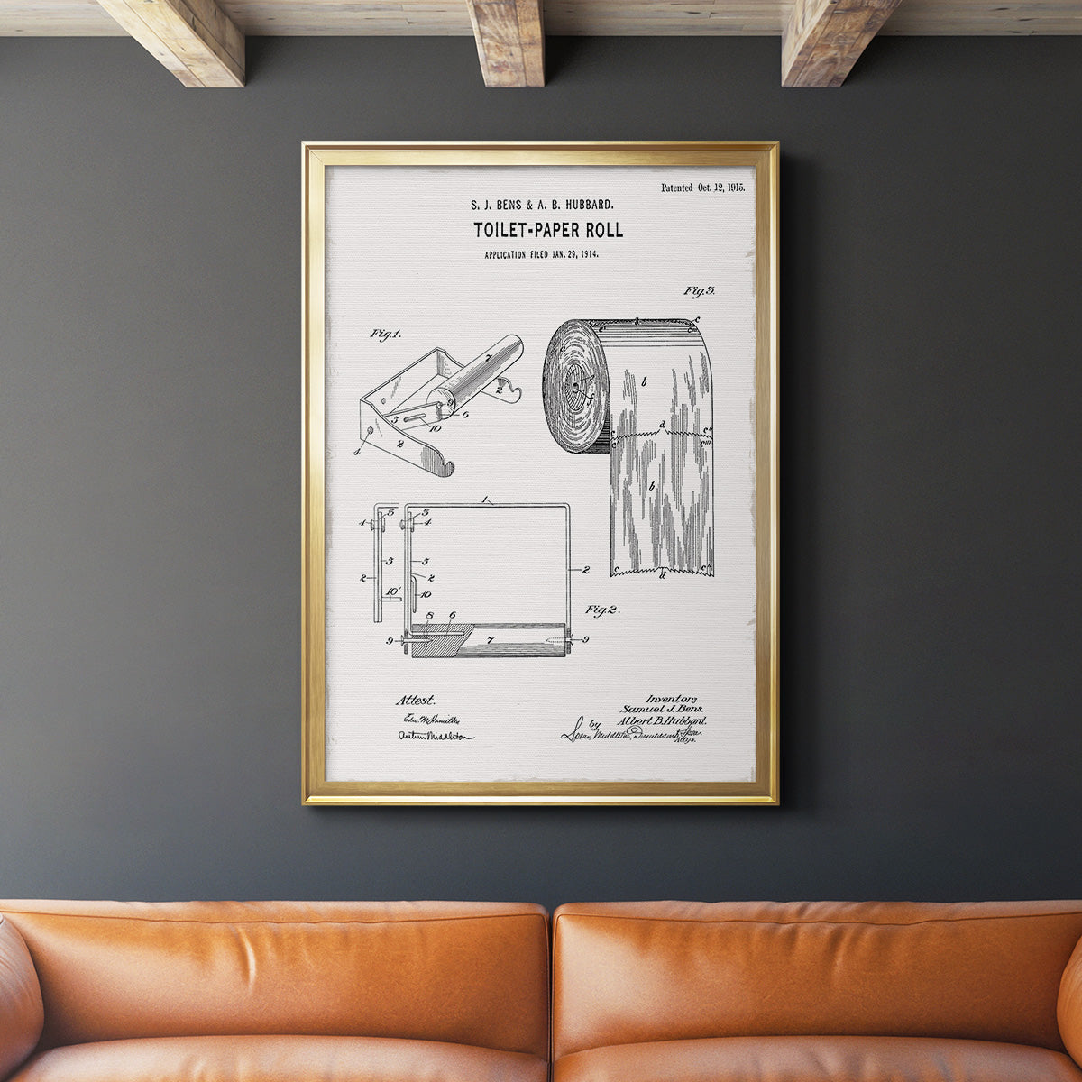 Toilet Paper Patent I - Modern Framed Canvas Print