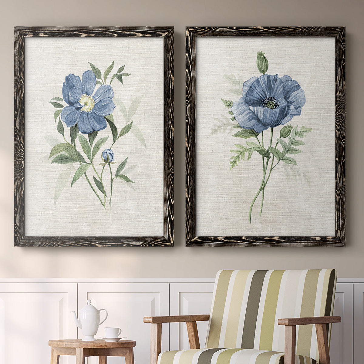 Farmhouse Periwinkle III - Premium Framed Canvas 2 Piece Set - Ready to Hang