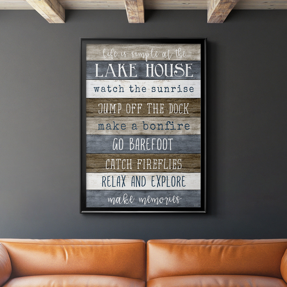 Simple Lake Rules - Modern Framed Canvas Print