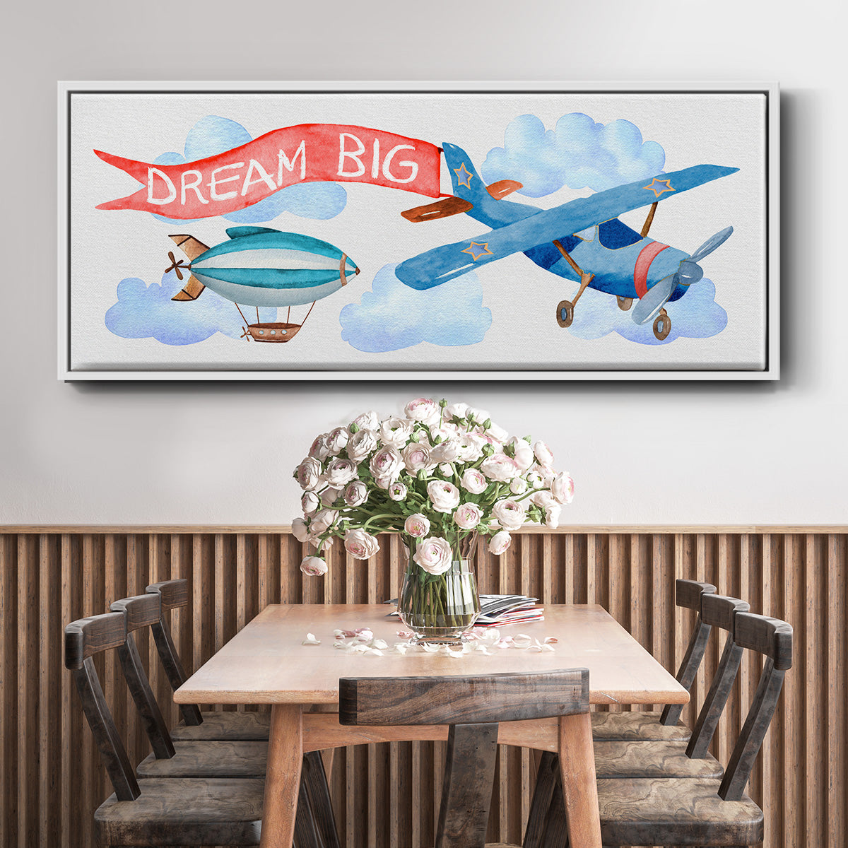 Dream Big Airplane - Floater Framed Canvas Print