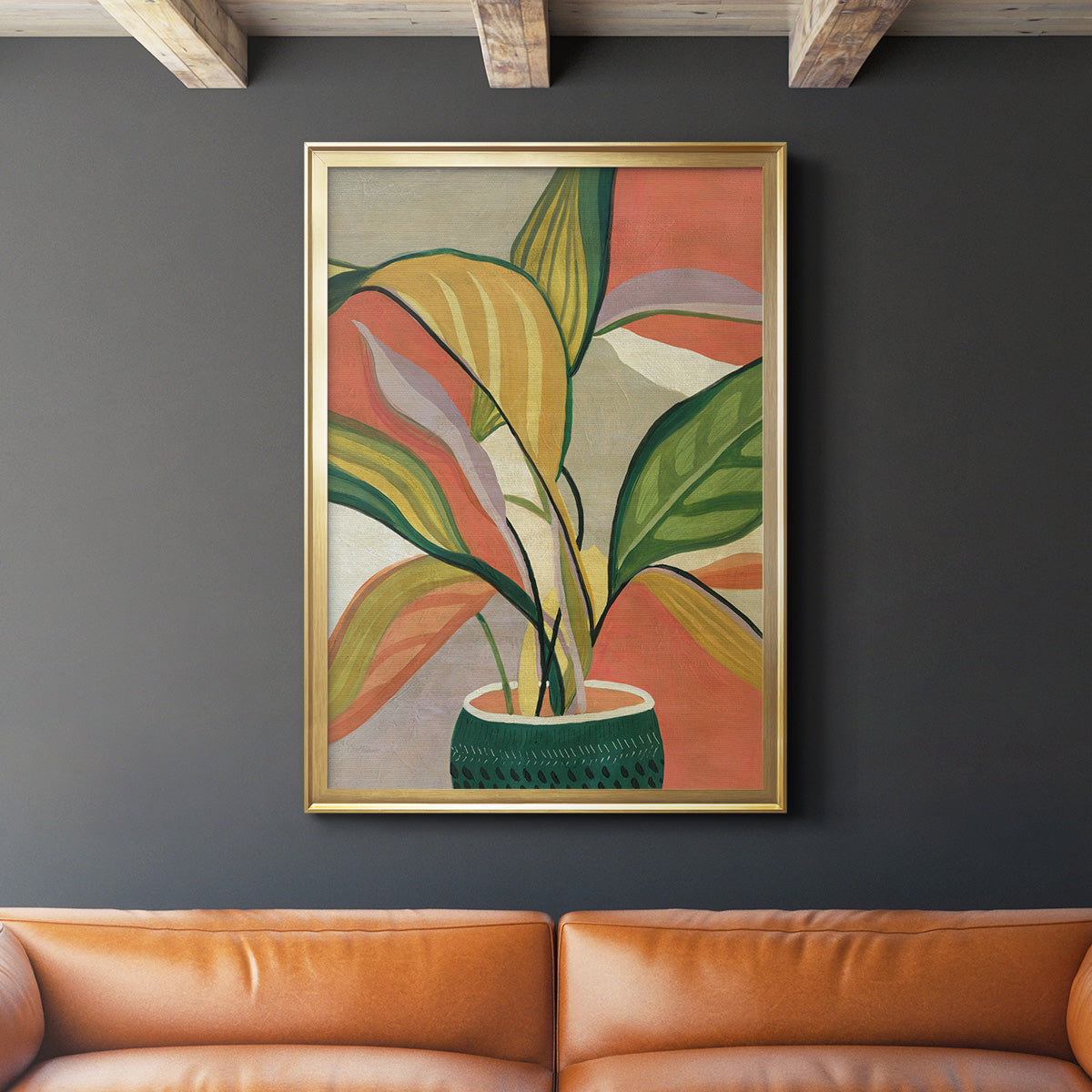 Potted Bird of Paradise - Modern Framed Canvas Print