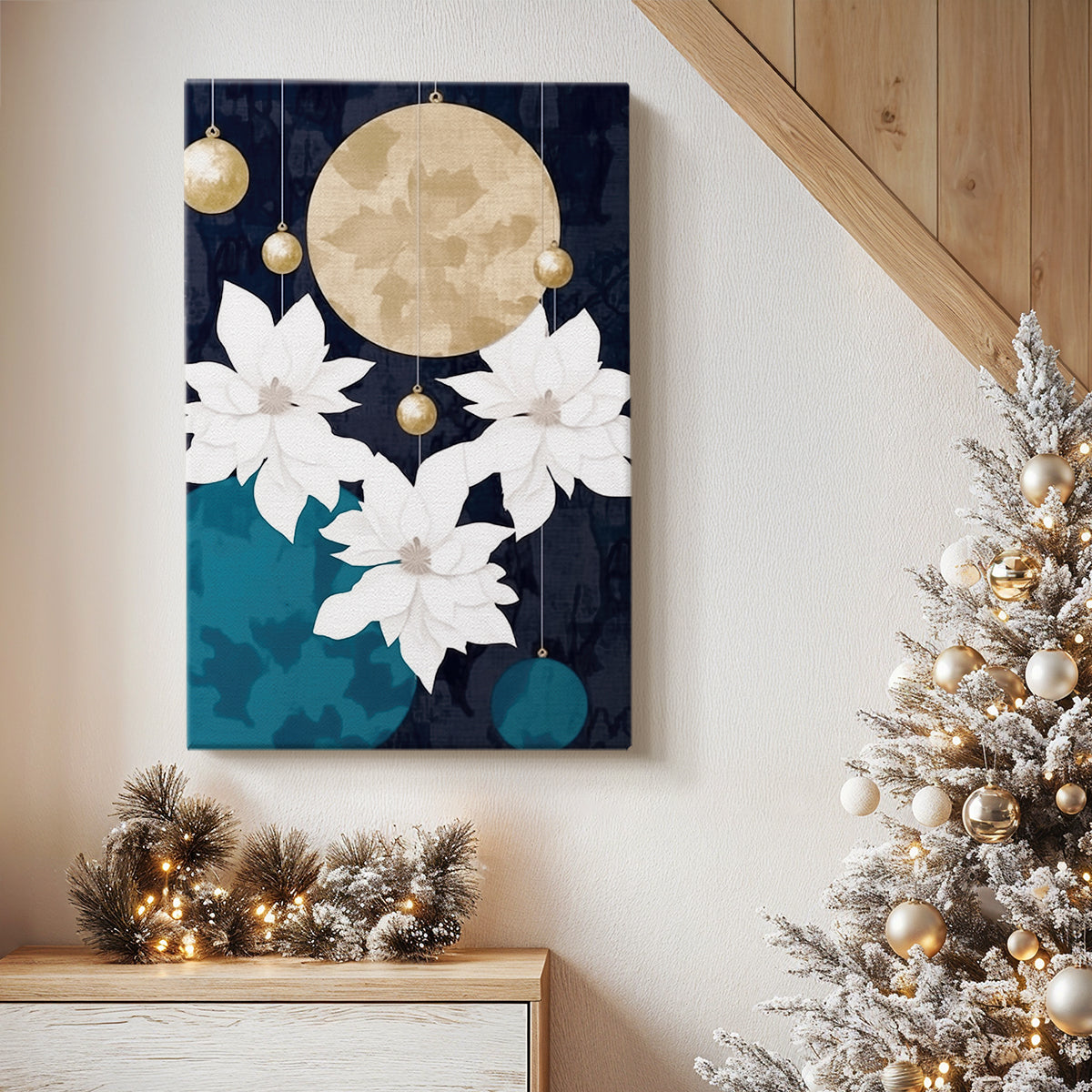 Pale Winter Evergreen at Midnight - Canvas Art Print