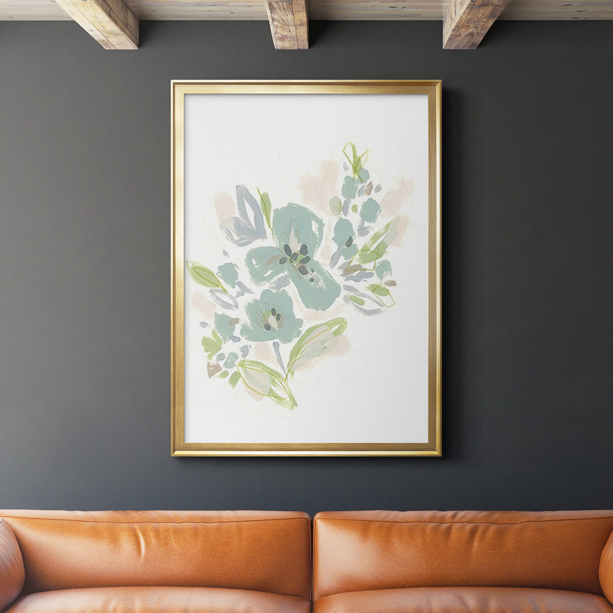 Seafoam Petals III - Modern Framed Canvas Print