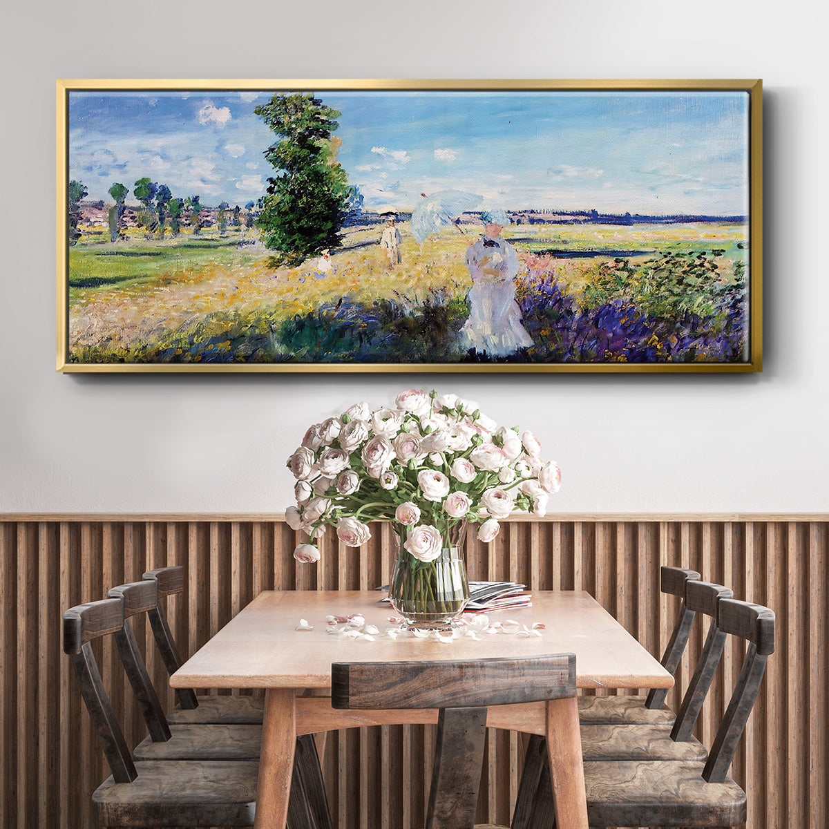 The Promenade, Argenteuil, 1875 - Floater Framed Canvas Print