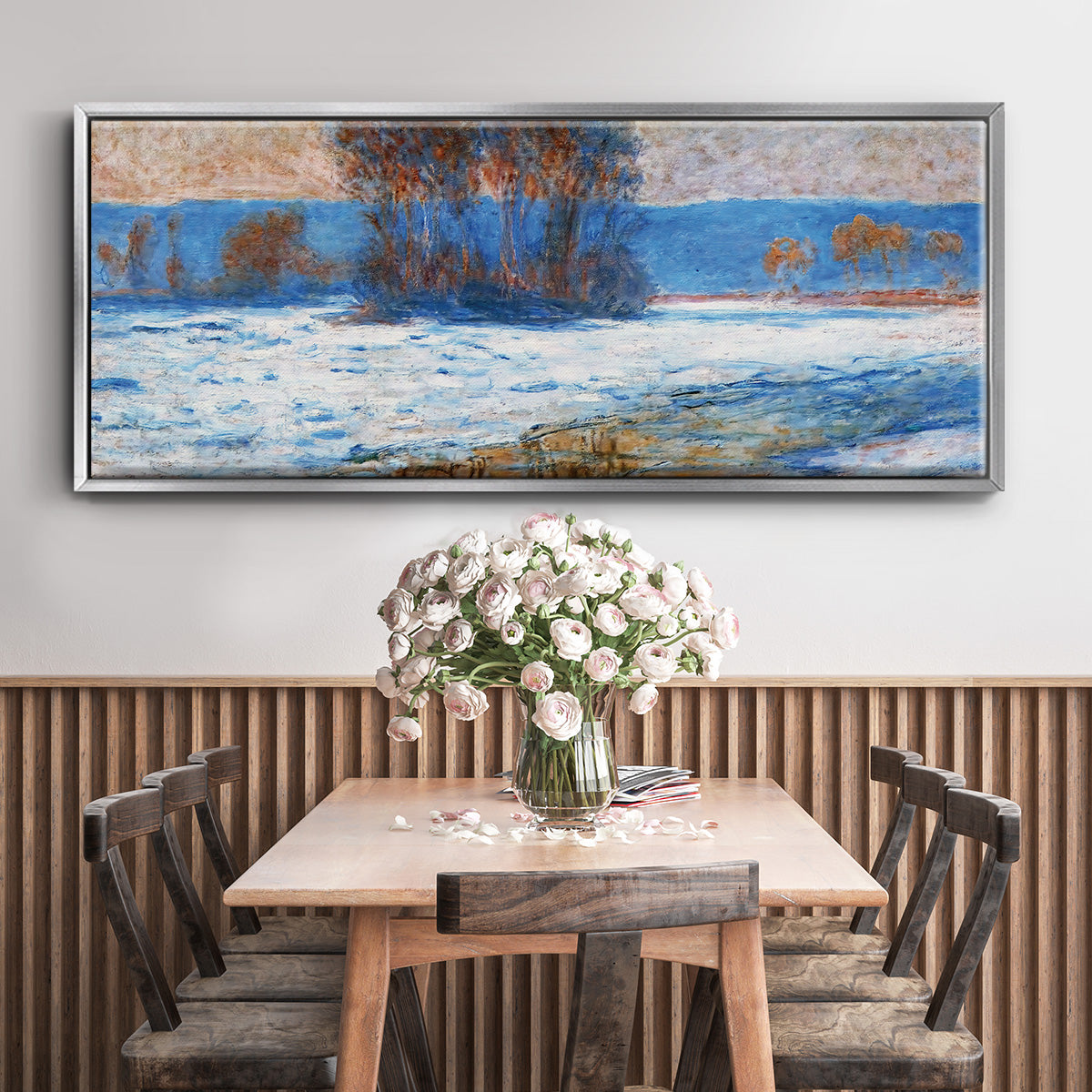 The Seine at Bennecourt in Winter, 1893 - Floater Framed Canvas Print