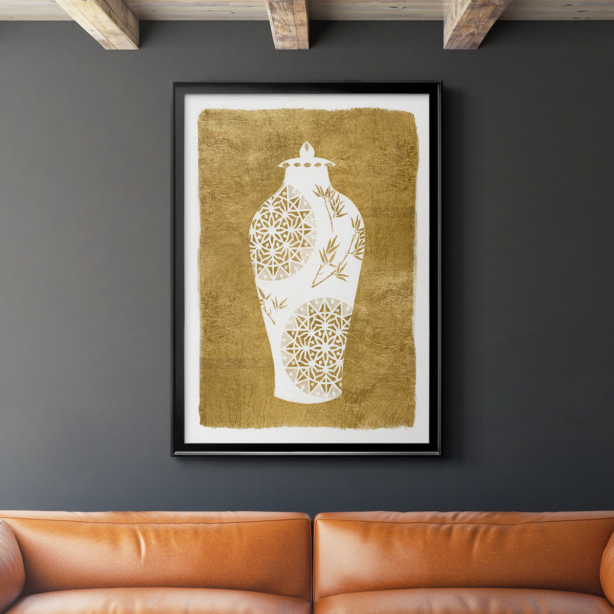 Golden Urn II - Modern Framed Canvas Print