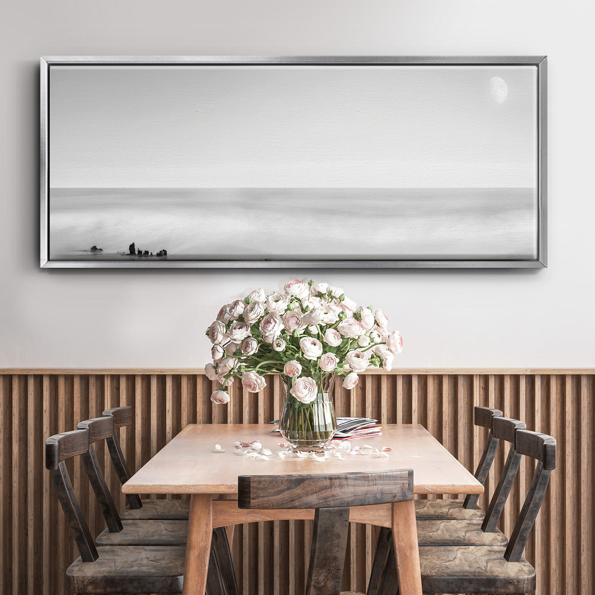 Black & White Water Panel XIV - Floater Framed Canvas Print
