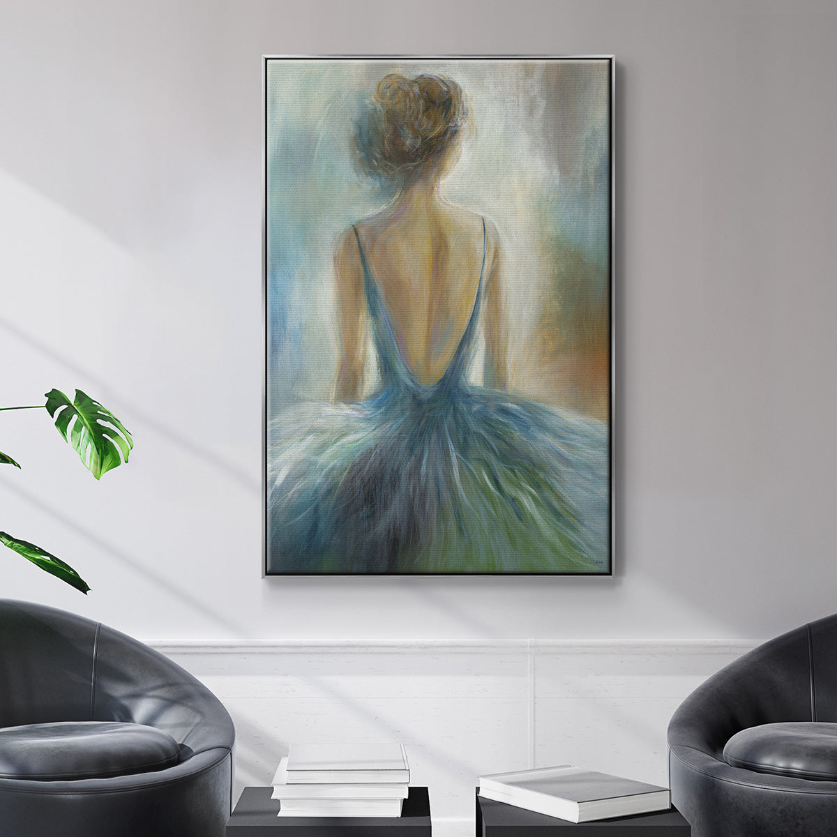 Lady in Blue Framed Premium Gallery Wrapped Canvas - Ready to Hang