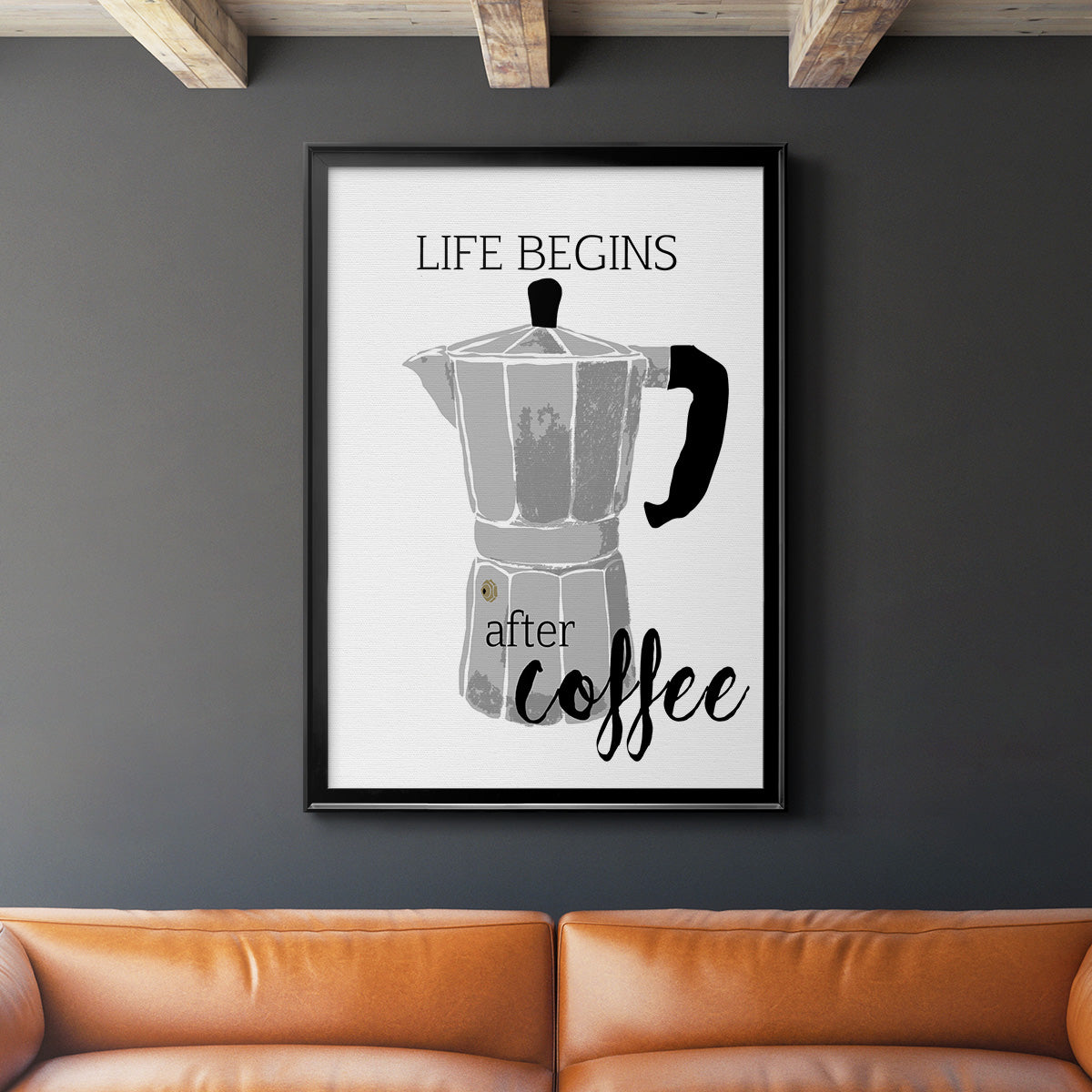 Begins After Coffee - Modern Framed Canvas Print