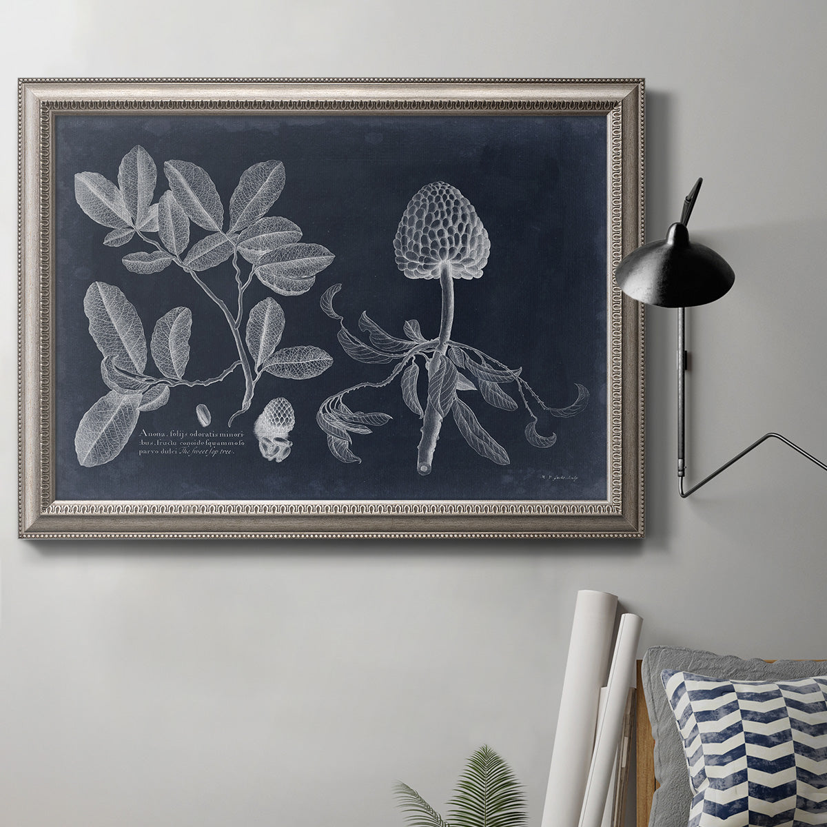 Foliage on Navy III Premium Framed Canvas- Ready to Hang