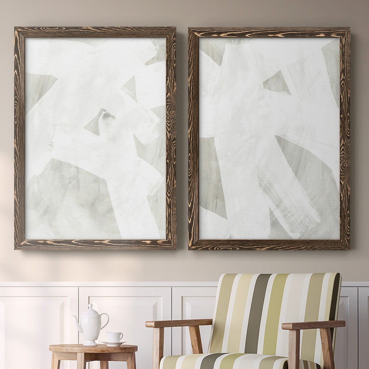 Stone Brush I - Premium Framed Canvas 2 Piece Set - Ready to Hang