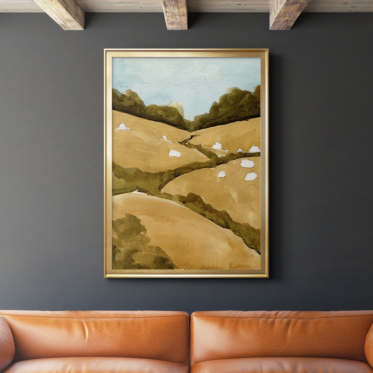 Scattered Sheep I - Modern Framed Canvas Print