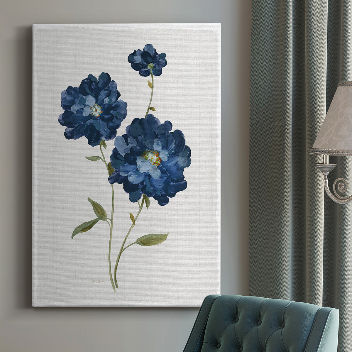 Blue Mums - Canvas Art Print