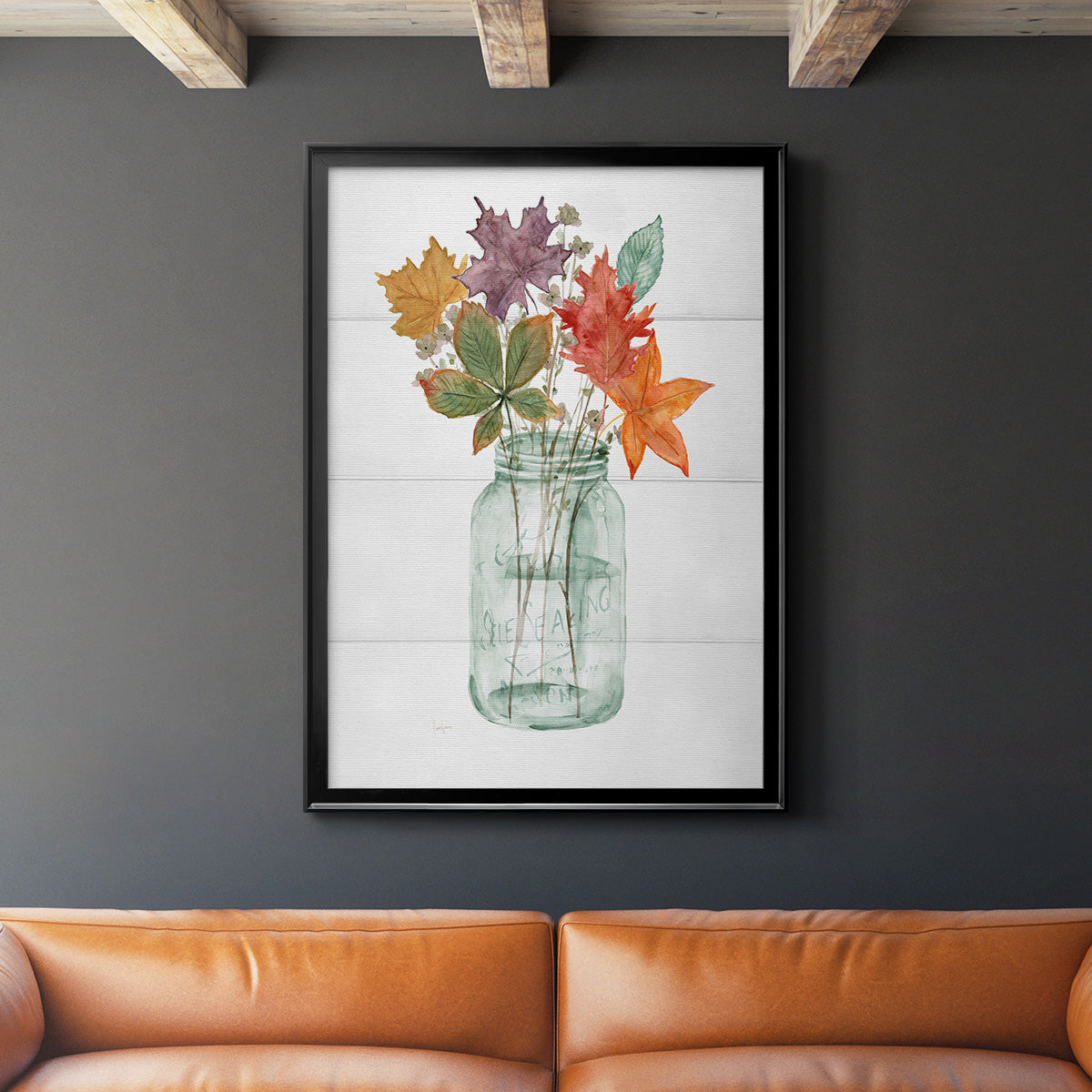 Harvest Home Leaves I - Modern Framed Canvas Print