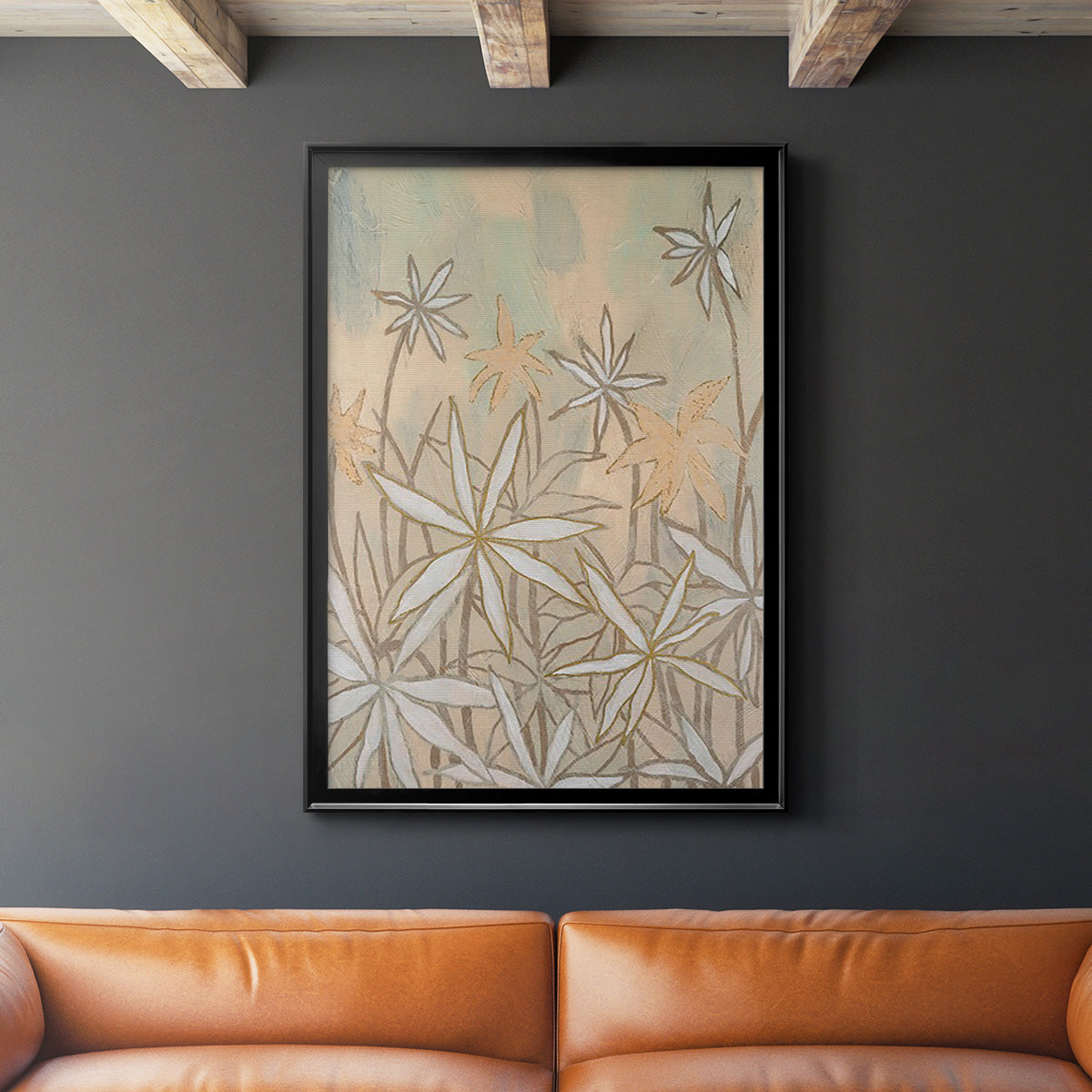 Embellished Starburst Bloom II - Modern Framed Canvas Print