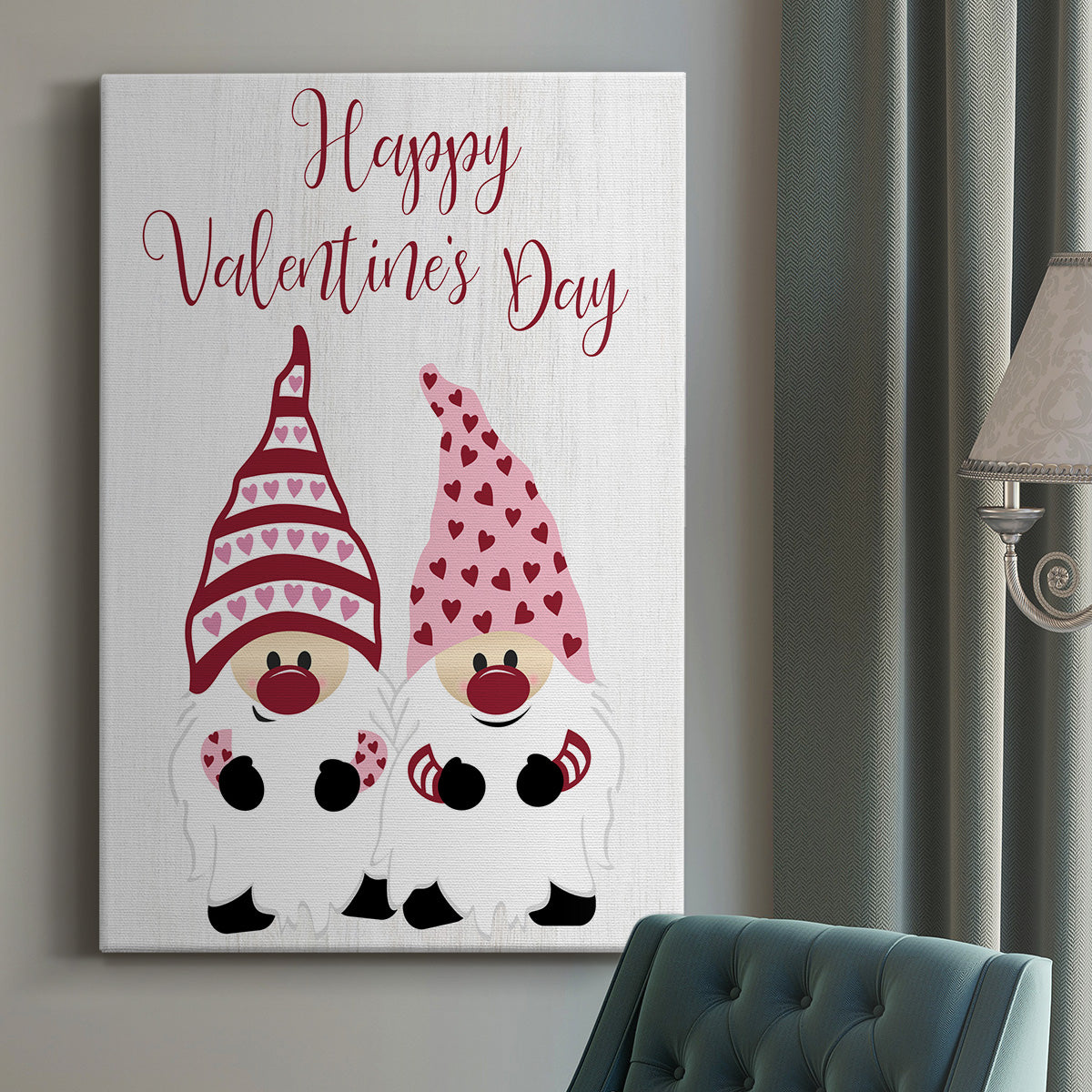 Valentines Gnomes Premium Gallery Wrapped Canvas - Ready to Hang