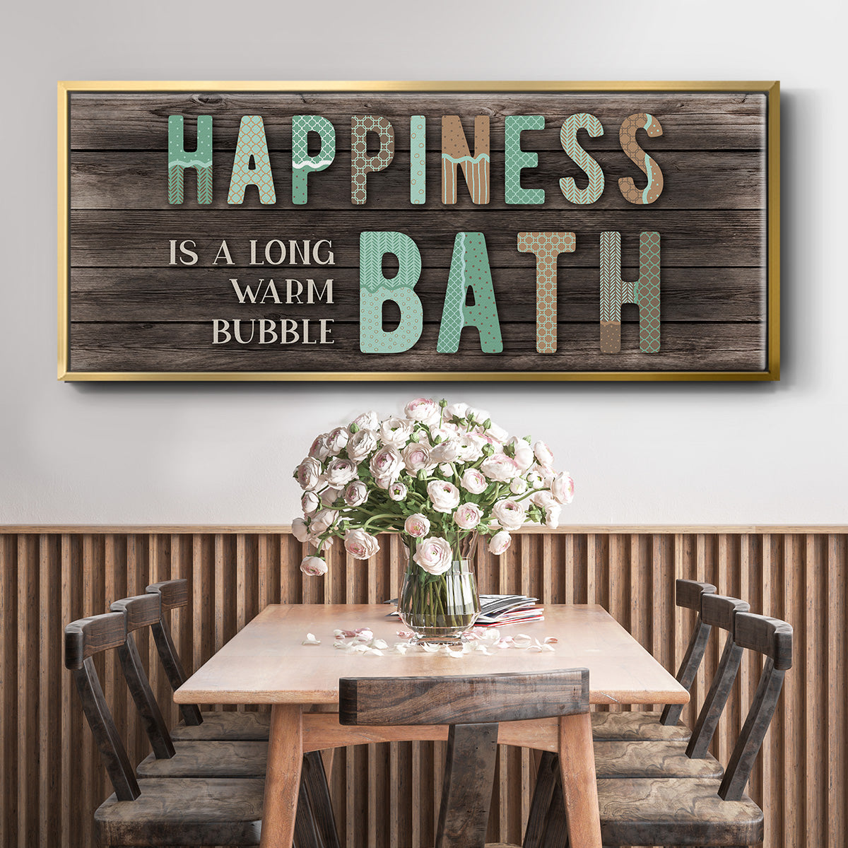 Happiness Bath - Floater Framed Canvas Print