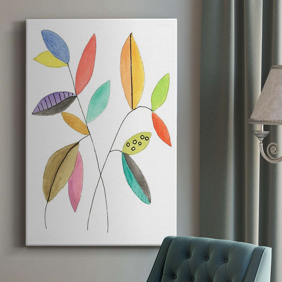 Color Pop Leaves IV - Canvas Art Print