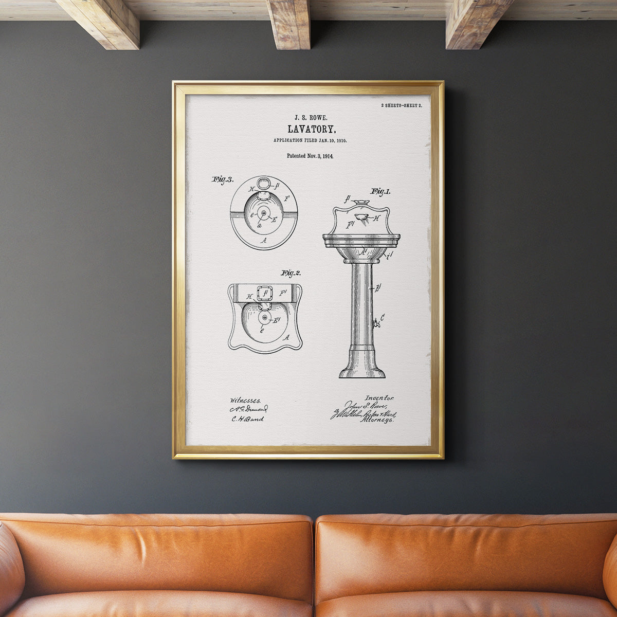 Vintage Sink I - Modern Framed Canvas Print