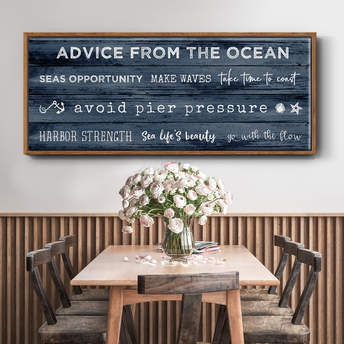 Navy Ocean - Floater Framed Canvas Print