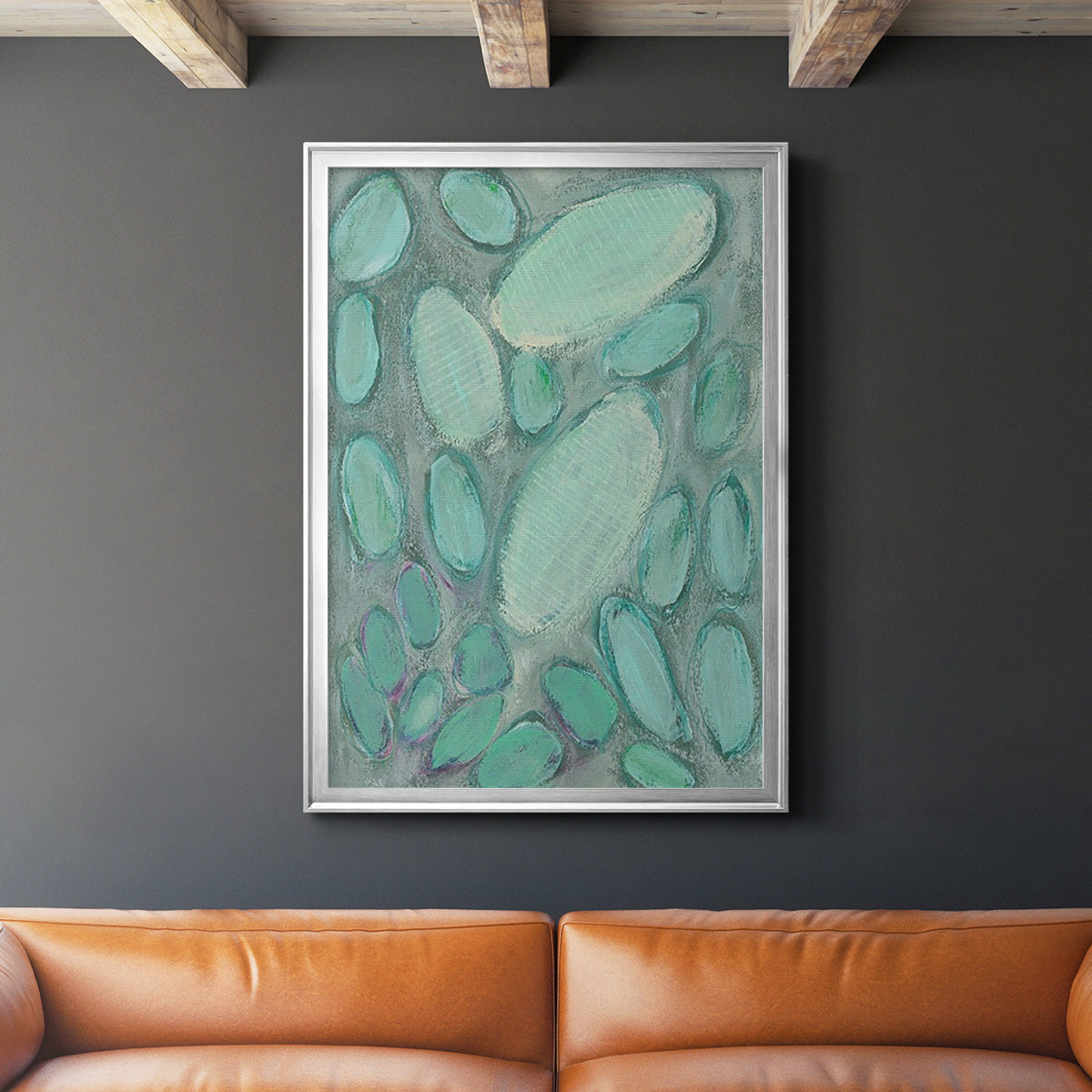 Blue Orbs II - Modern Framed Canvas Print