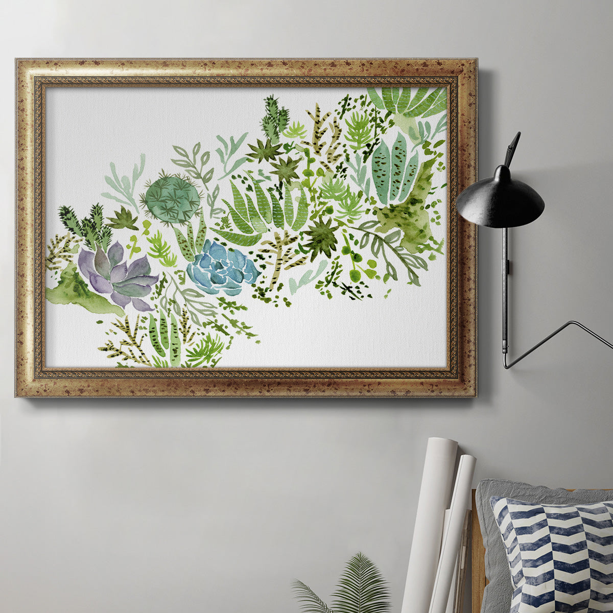 Succulent Field I Premium Framed Canvas- Ready to Hang