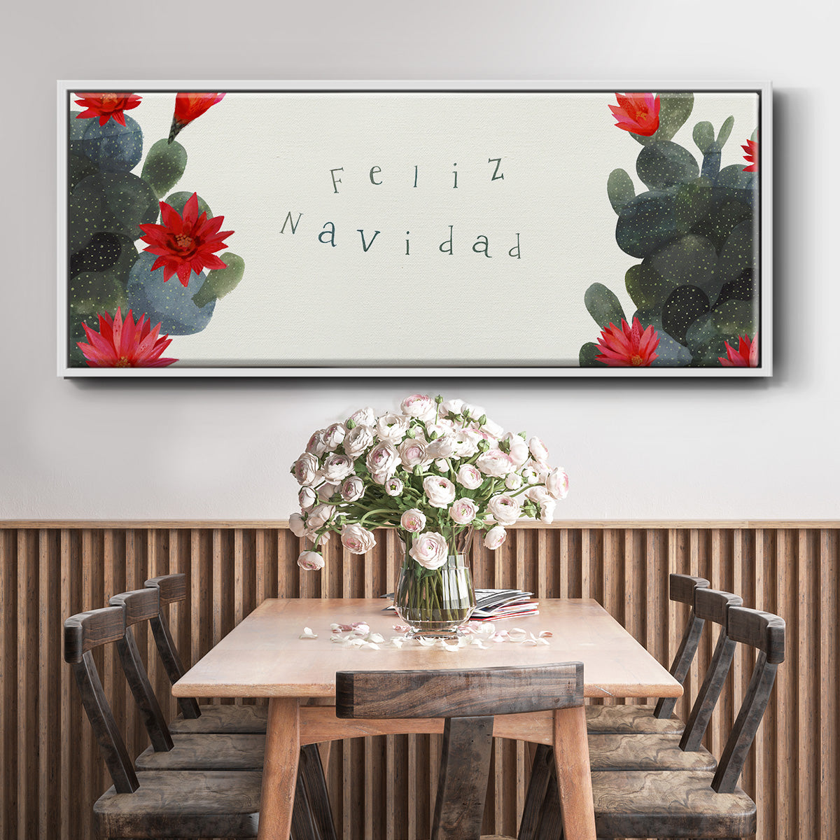 Flowering Christmas Cactus Collection D - Floater Framed Canvas Print