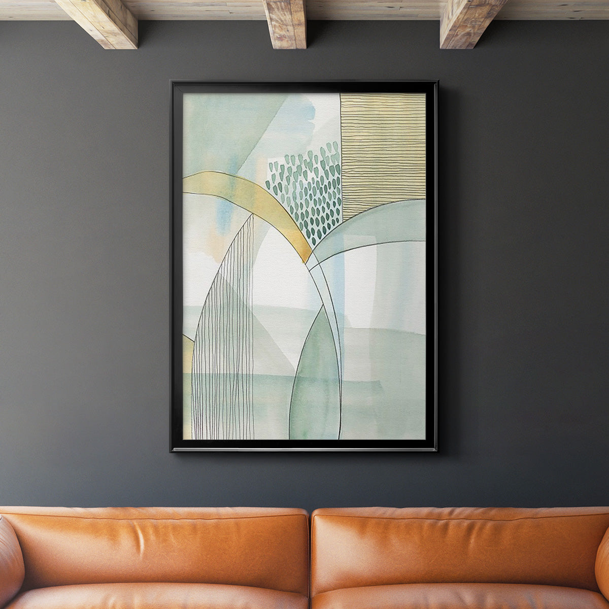 Mint Reflection I - Modern Framed Canvas Print
