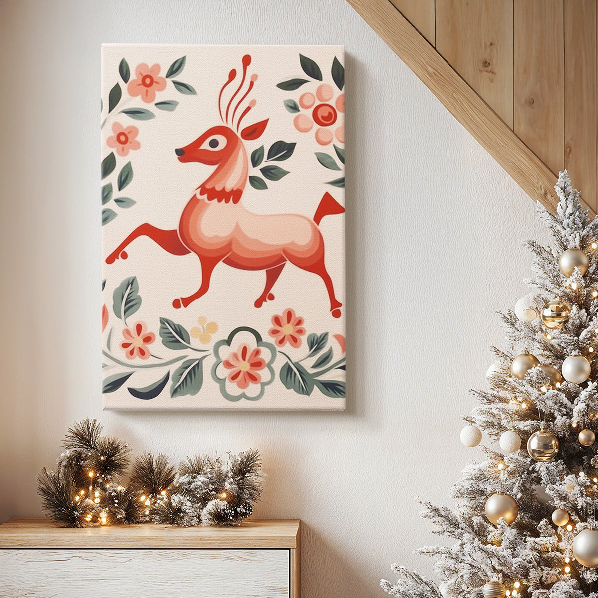Twilight of Holly-Red Lantern - Canvas Art Print