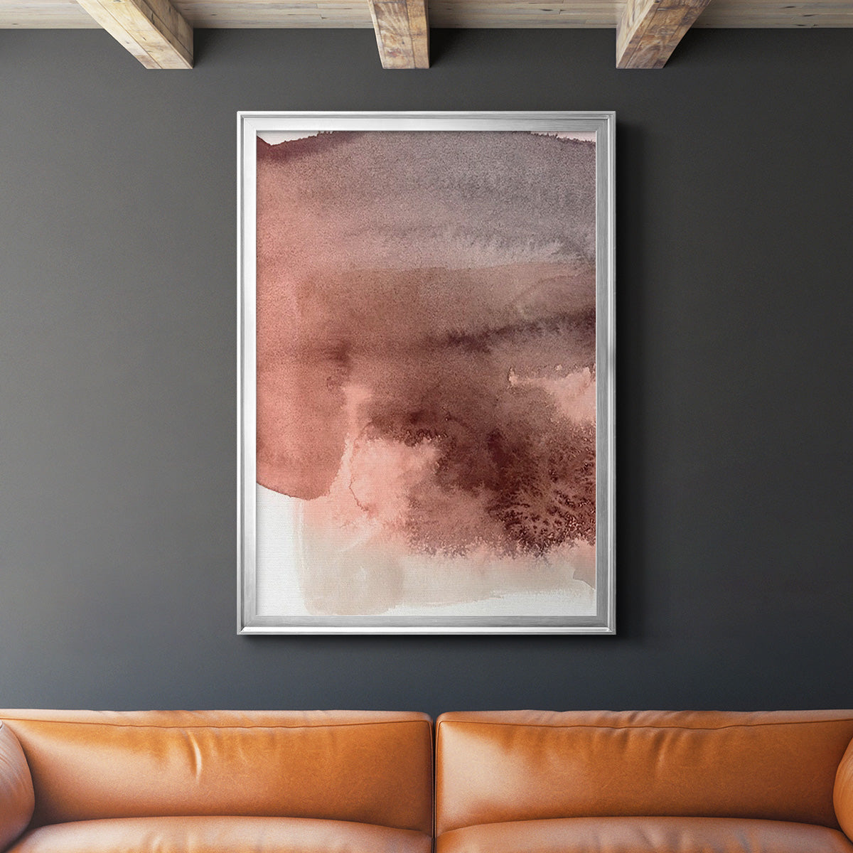 Red Ochre Abstract II - Modern Framed Canvas Print