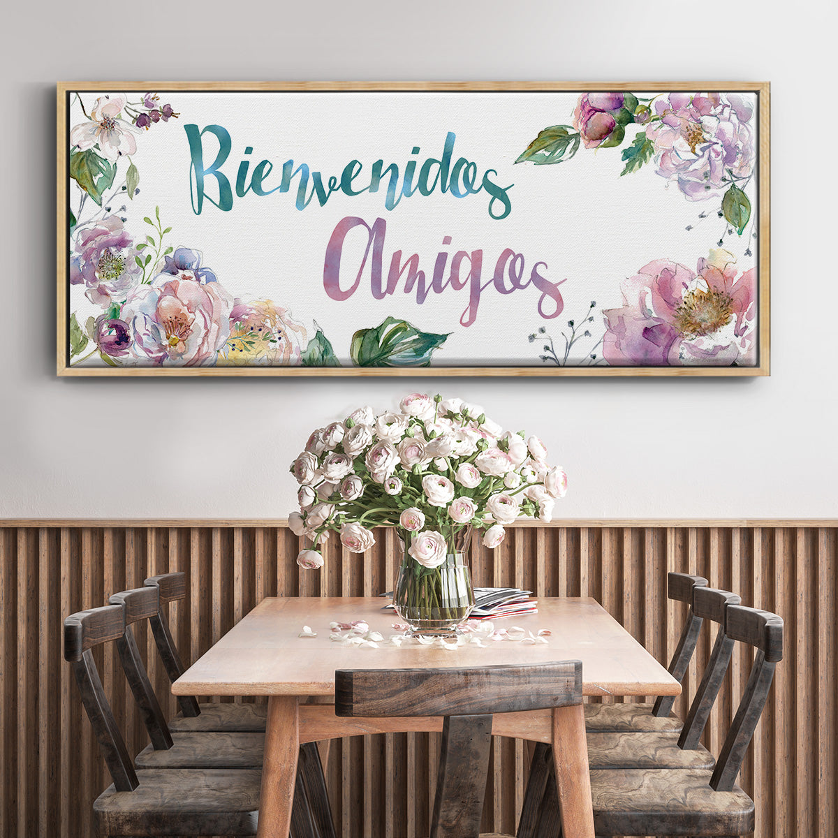 Bienvenidos Amigos - Floater Framed Canvas Print