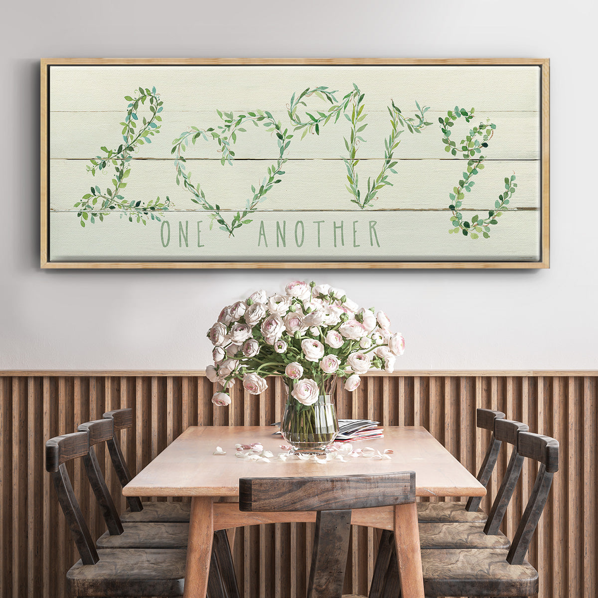 Shiplap Vines Love - Floater Framed Canvas Print