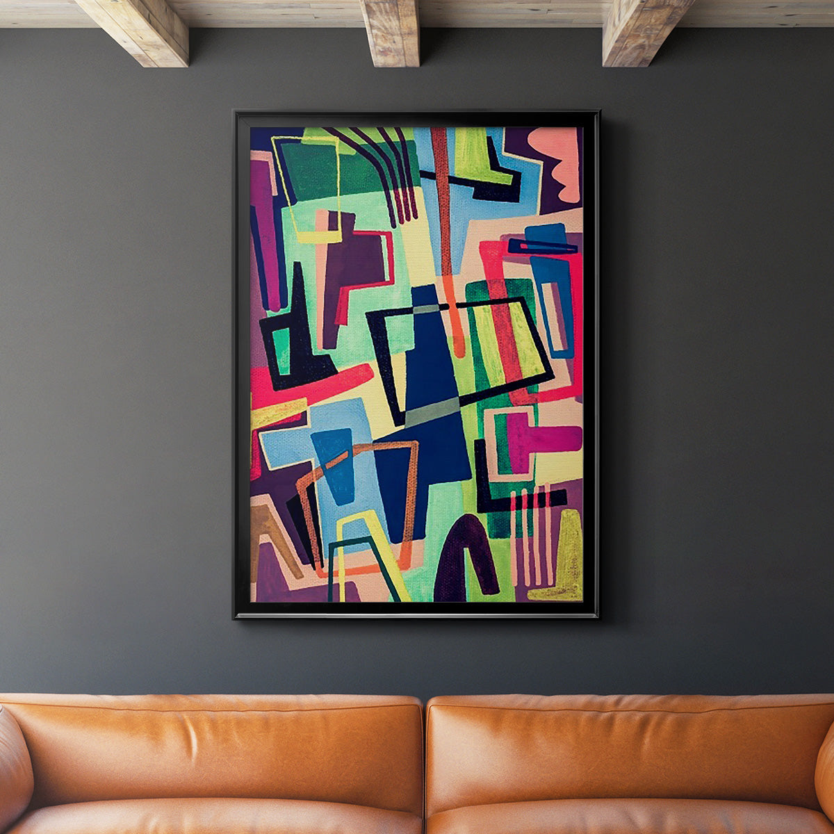 Connected Colors II - Modern Framed Canvas Print