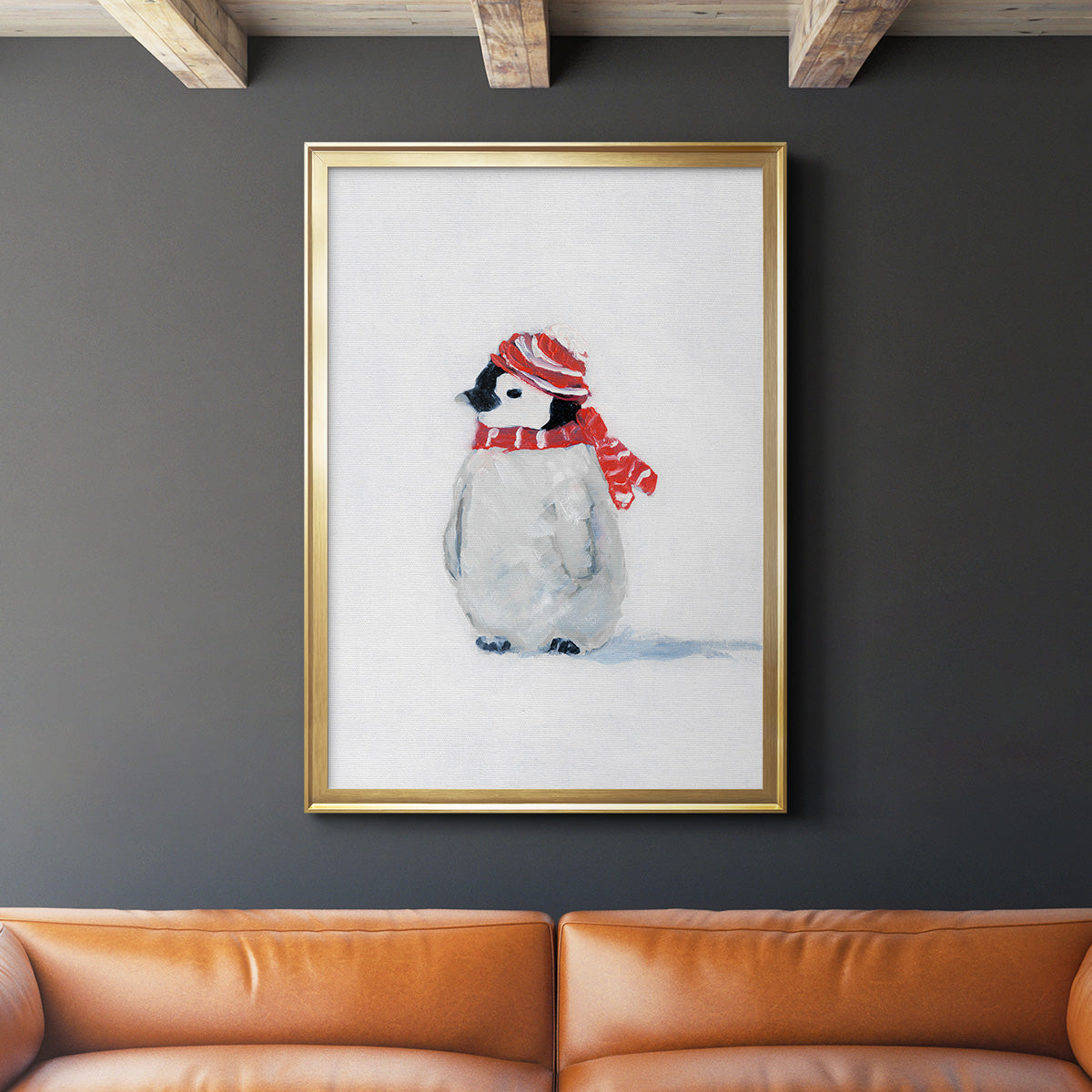 Penguin Play II - Modern Framed Canvas Print