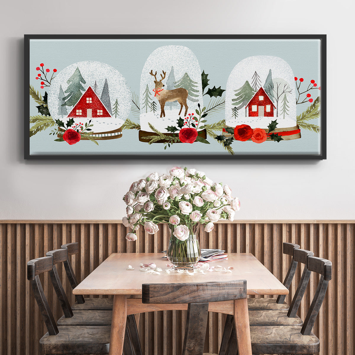 Snow Globe Village Collection D - Floater Framed Canvas Print