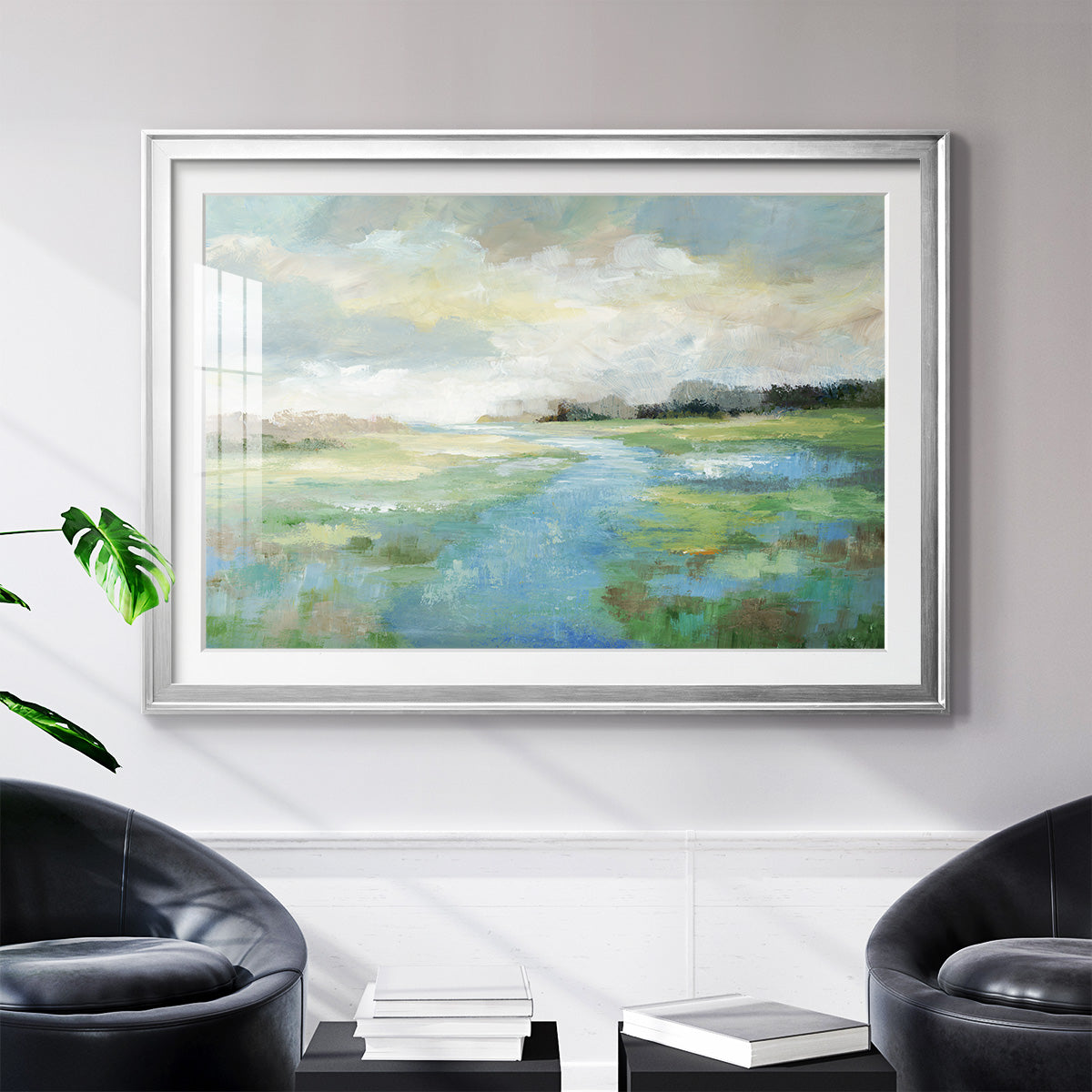 Winding Stream - Modern Framed Art Print