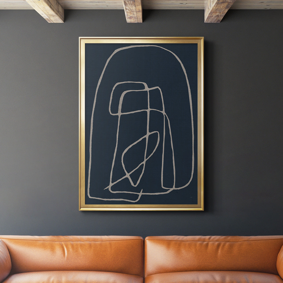 Shapes and Night Sky I - Modern Framed Canvas Print