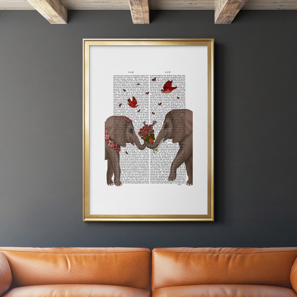 Elephant Bouquet, Portrait - Modern Framed Canvas Print