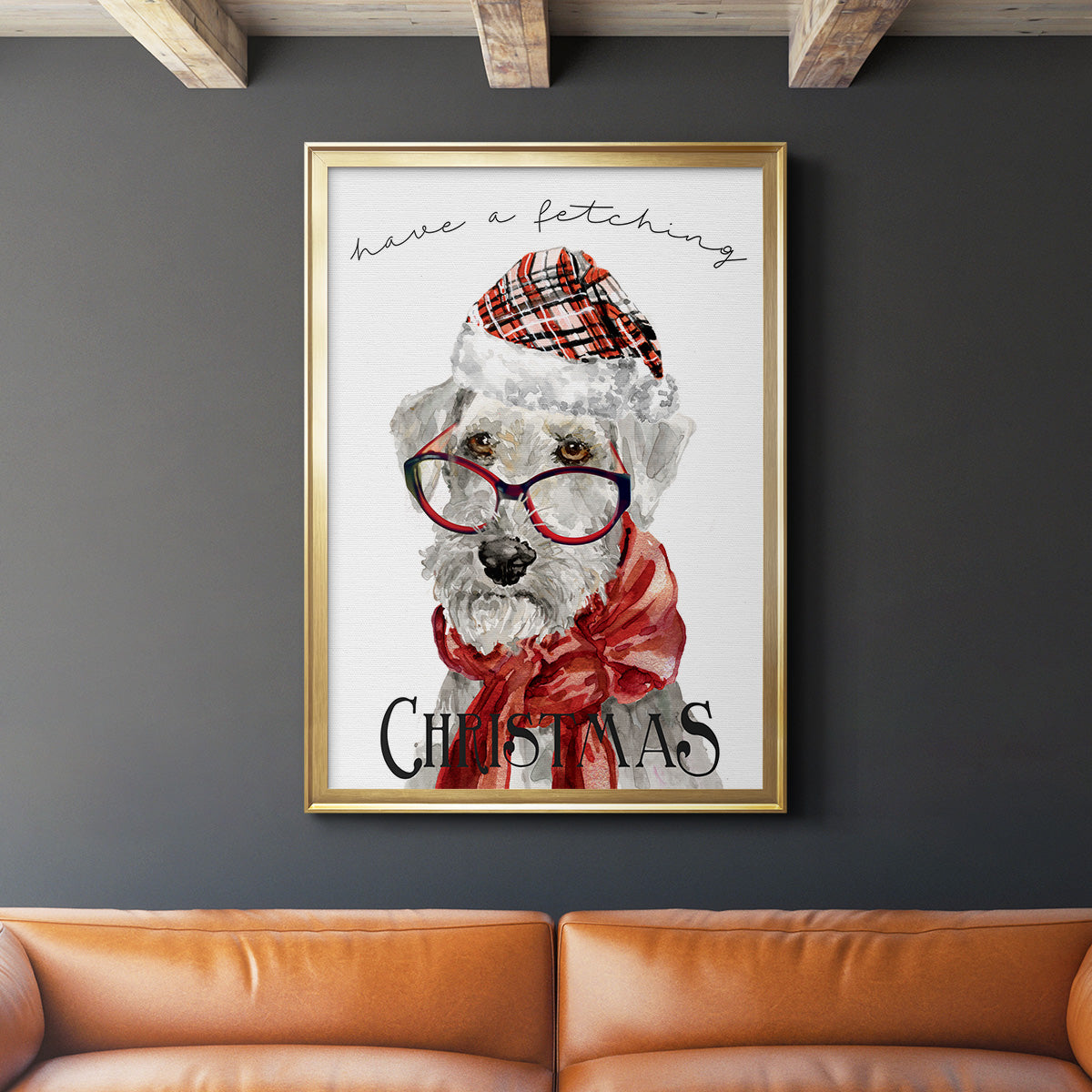 Have a Fetching Christmas - Modern Framed Canvas Print