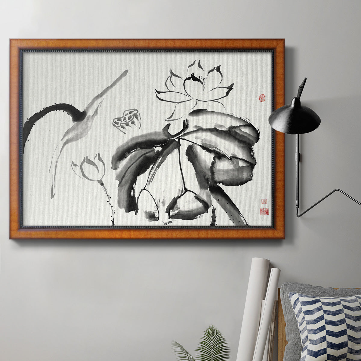 Lotus Study III Premium Framed Canvas- Ready to Hang