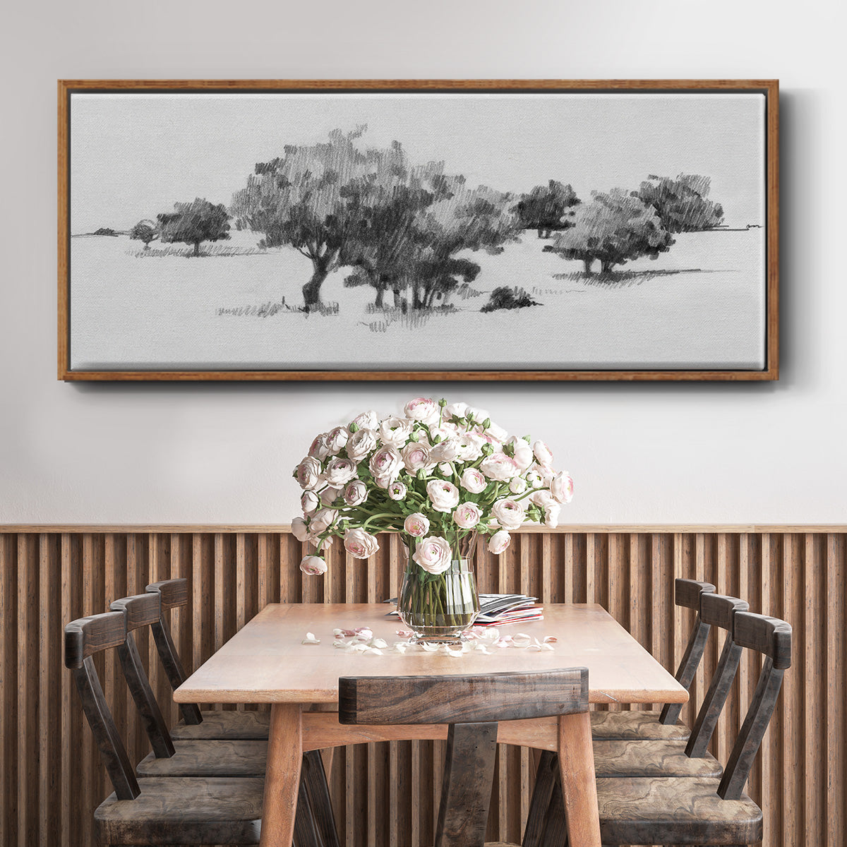 Treeline Sketch II - Floater Framed Canvas Print