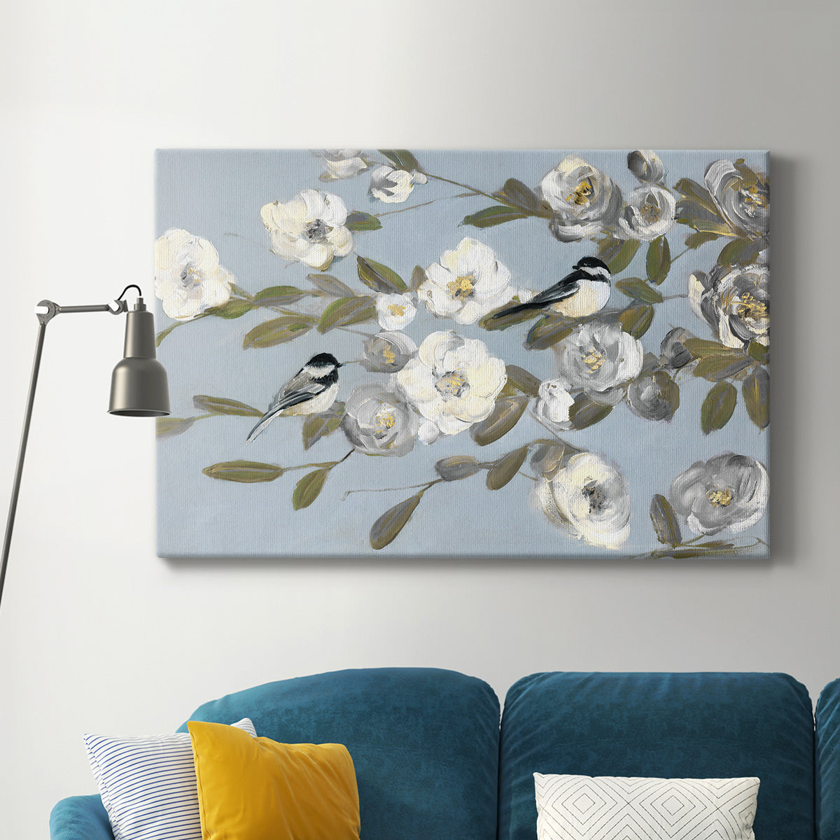 Chickadees and Blossoms I Premium Gallery Wrapped Canvas - Ready to Hang