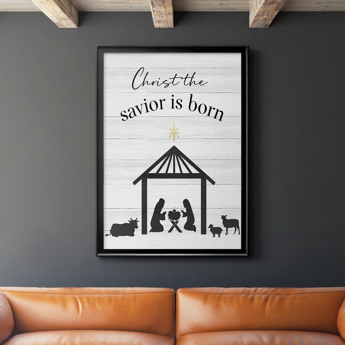 The Savior is Born - Modern Framed Canvas Print