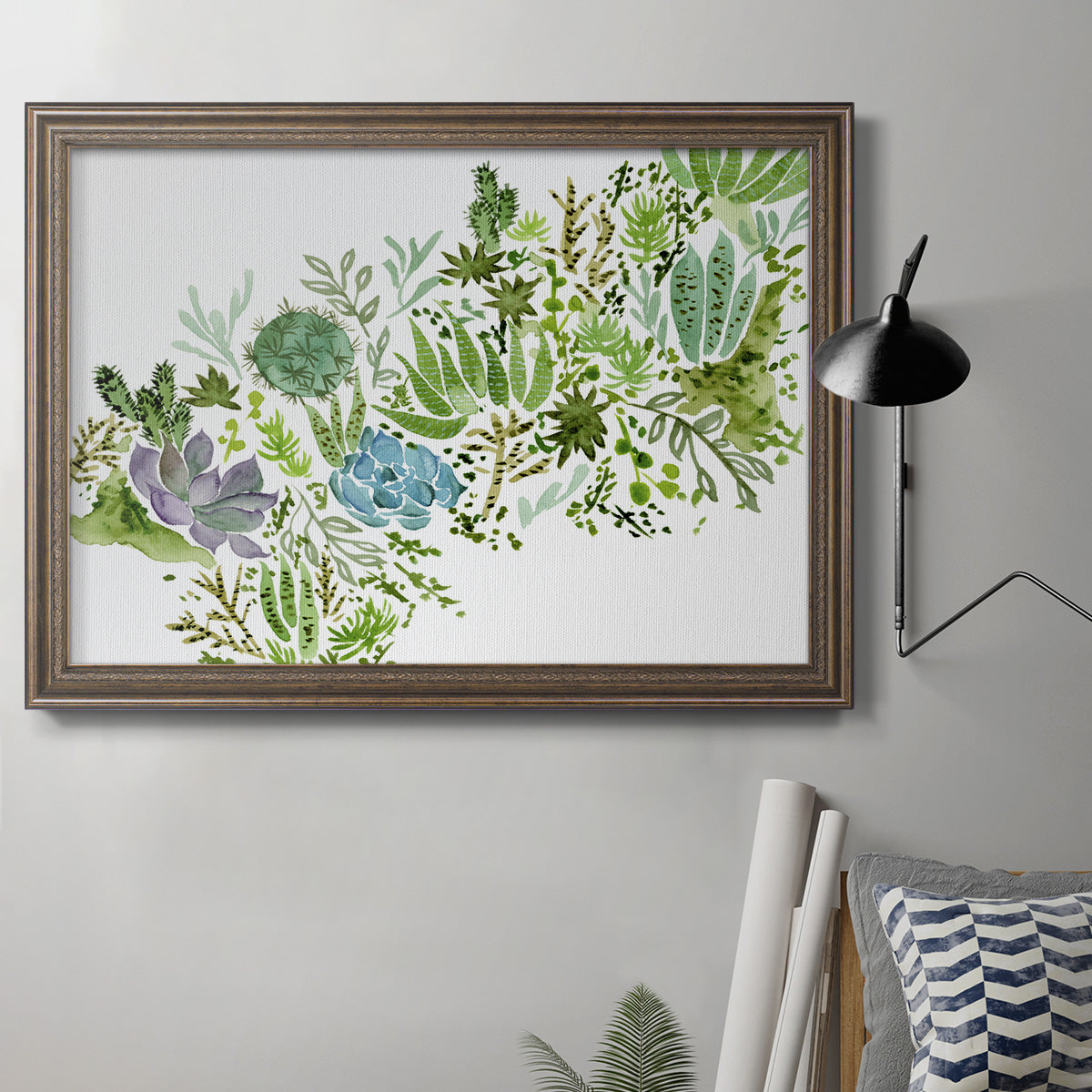 Succulent Field I Premium Framed Canvas- Ready to Hang