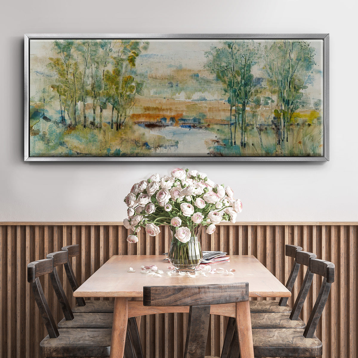 Trees on the Creek II - Floater Framed Canvas Print