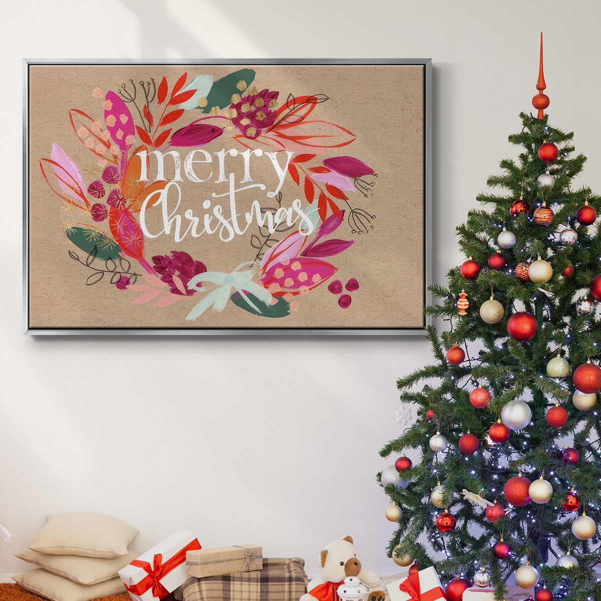 Crafty Christmas Collection A - Framed Gallery Wrapped Canvas in Floating Frame