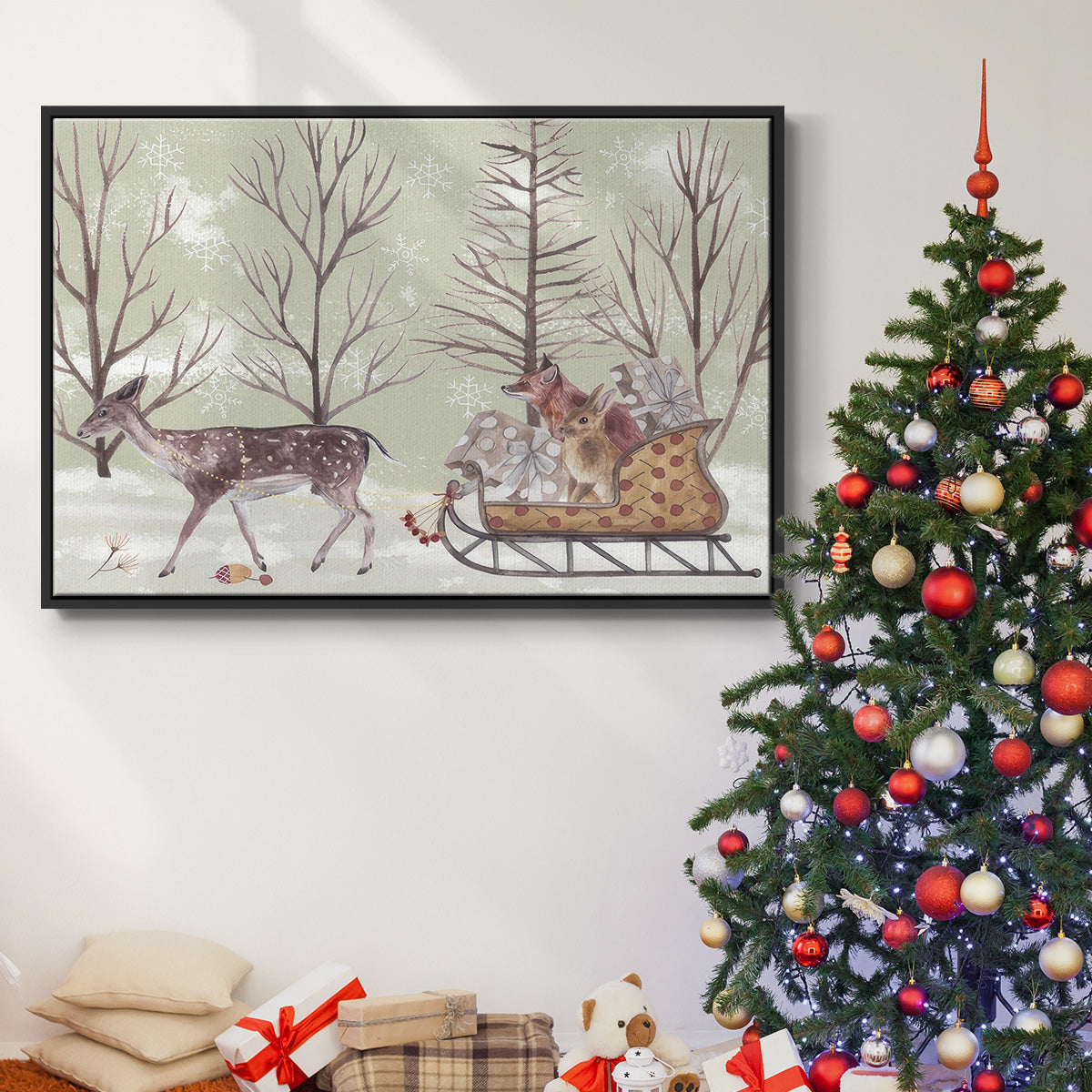 Christmas Time II - Framed Gallery Wrapped Canvas in Floating Frame