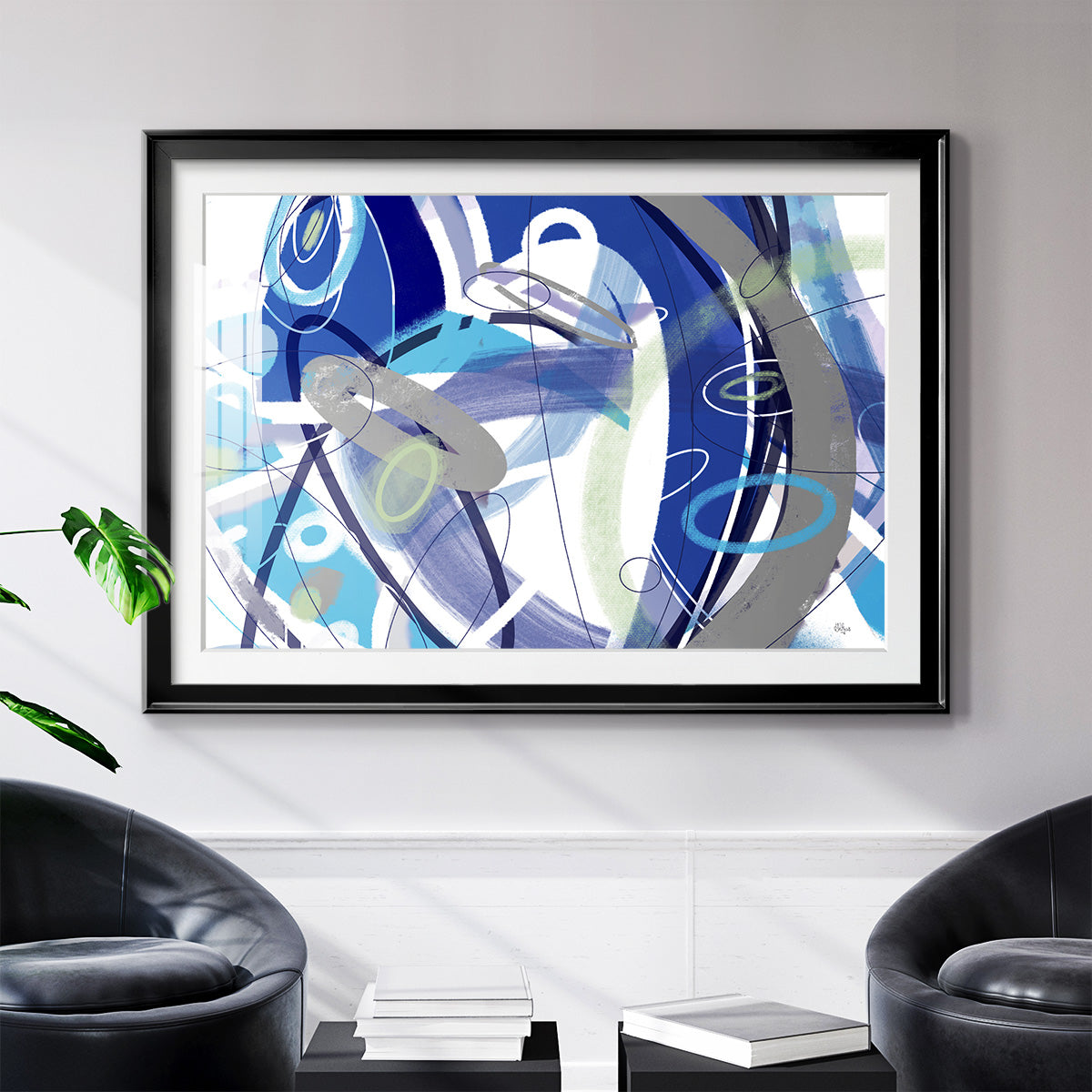 Blue Flow - Modern Framed Art Print